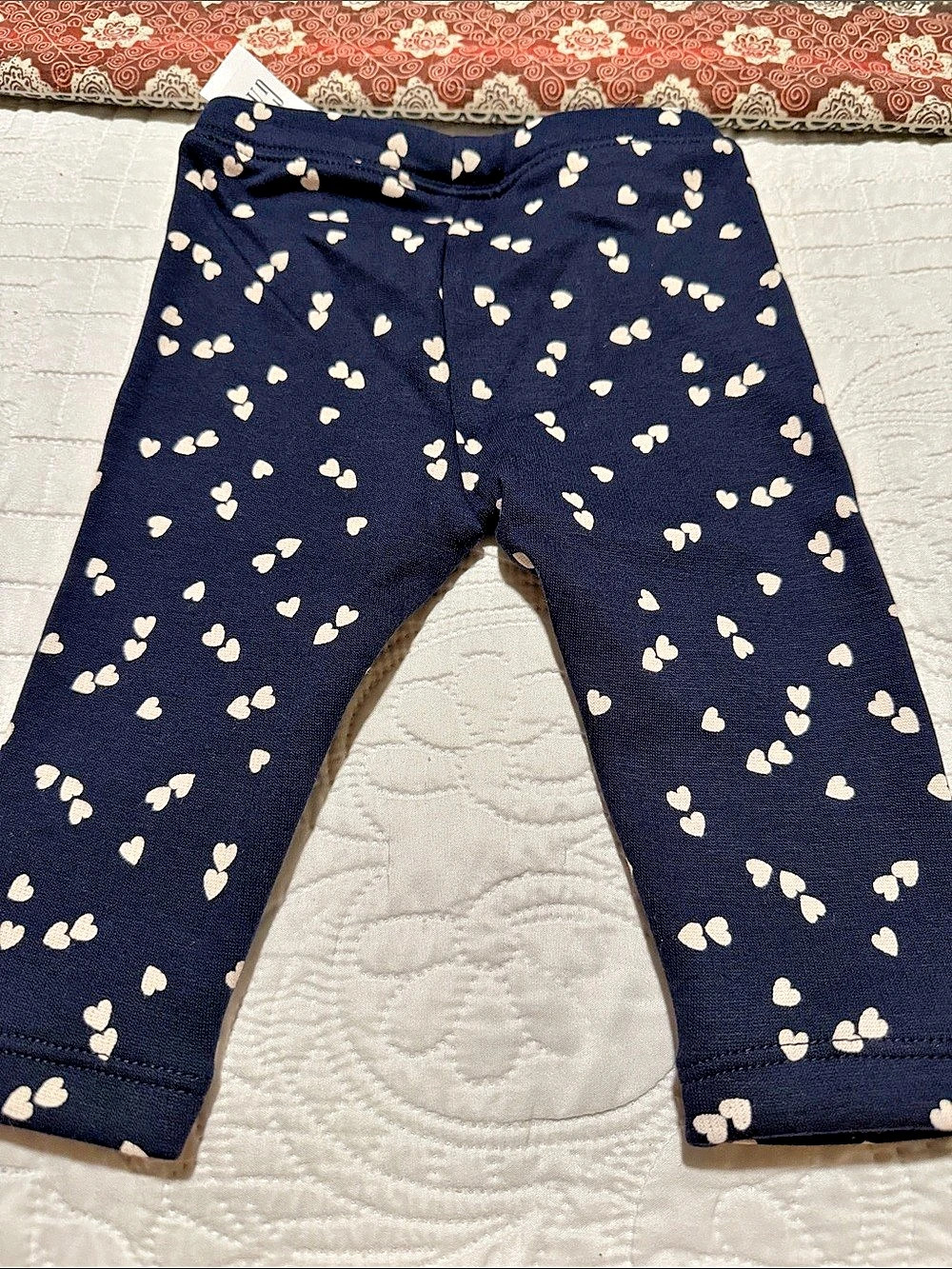 Baby GAP Sherpa Lined Cozy Navy Blue with White Heart Print Warm Leggings 💙🤍💙